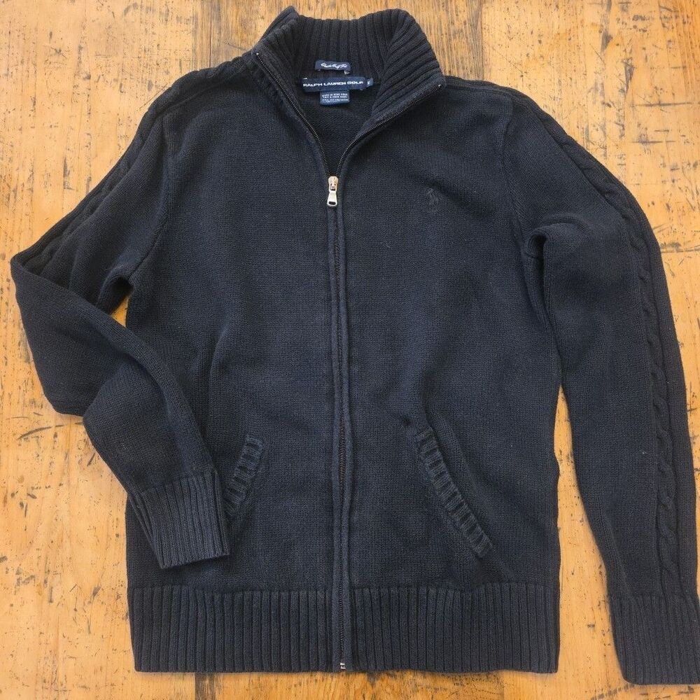 RALPH LAUREN Golf VTG Women’s M Navy Blue Full Zip Sweater Jacket Preppy Classic
